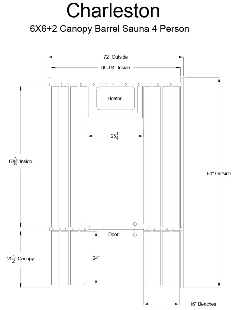 Charleston 4 Person Canopy Barrel Sauna - Image 8