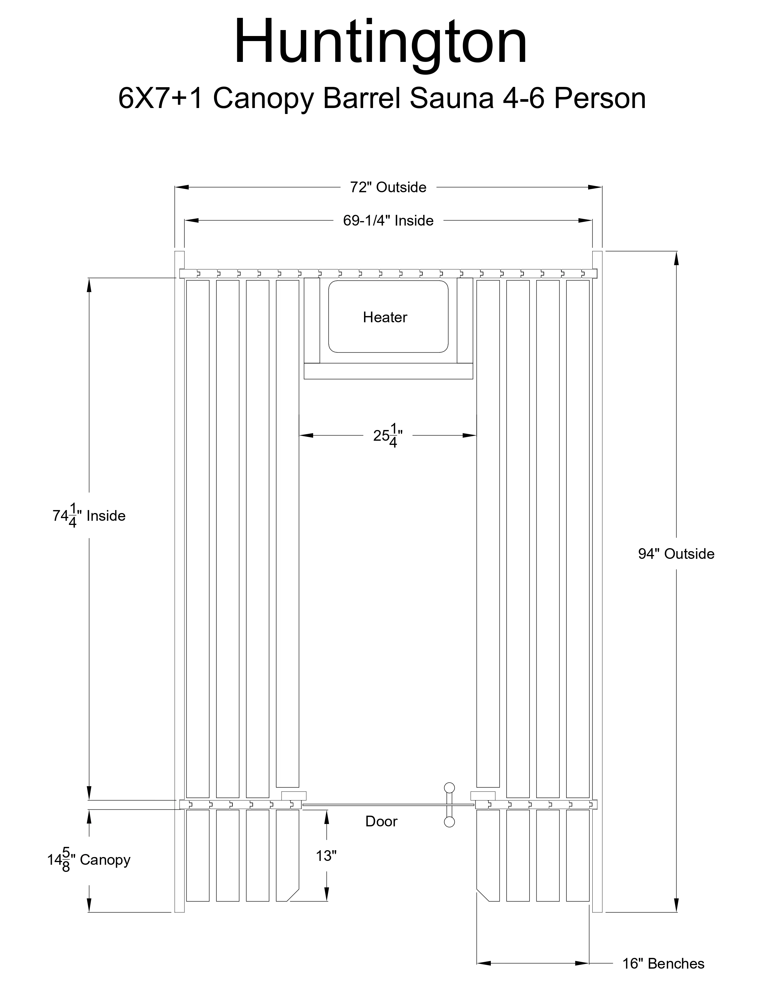 Huntington 4-6 Person Canopy Barrel Sauna - Image 8
